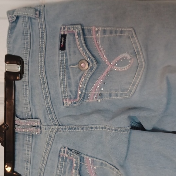 🏍Women's Light Blue Jeans With Pink Decor - Picture 9 of 16